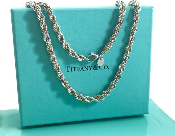 Tiffany & Co Sterling Silver 925 and 18K Gold 5mm Rope Chain