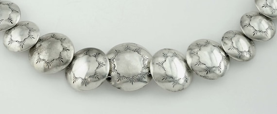 Navajo Handmade Sterling Silver Floral Necklace Signed MW