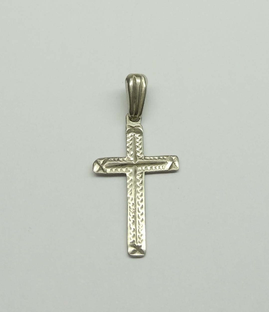 Antique Sterling Silver Diamond Cut Engraved Cross - Etsy