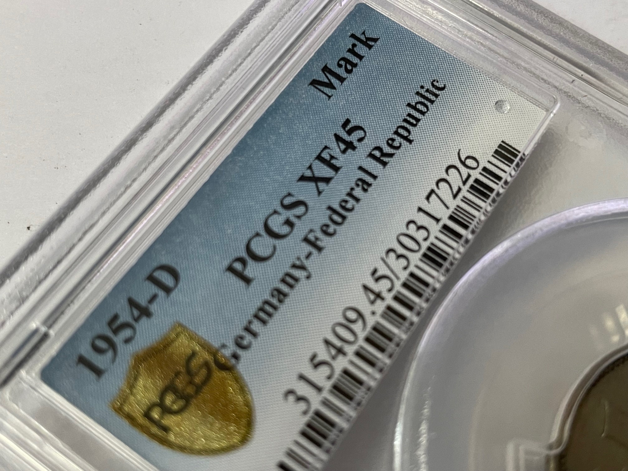 1954-D Germany 1 Deutsche Mark - PCGS FX45 Key Date Graded Slabbed 1954-D Germany 1 Deutsche Mark - PCGS FX45 Key Date Graded Slabbed