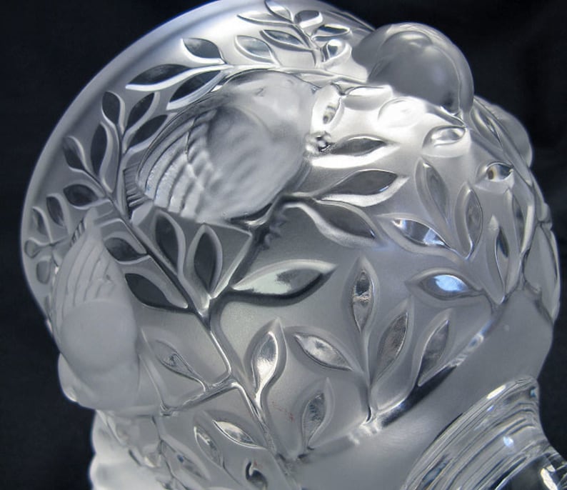Lalique Elizabeth Vase Birds in Flight Frosted Crystal Bowl Etsy