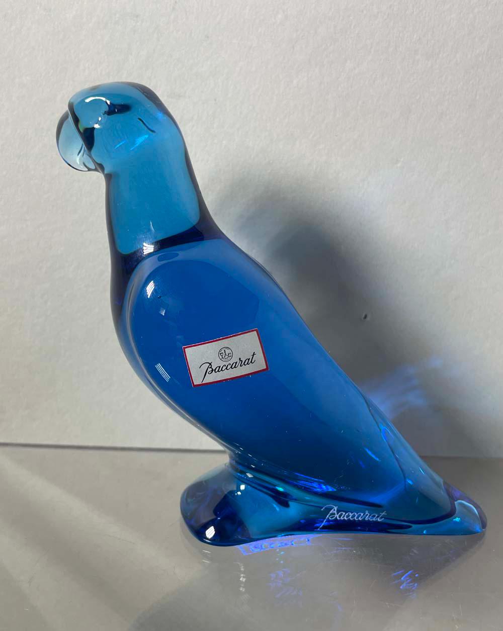 品数豊富！ Baccarat Crystal Cobalt Blue or Honey Amber Glass Parrot 工芸品