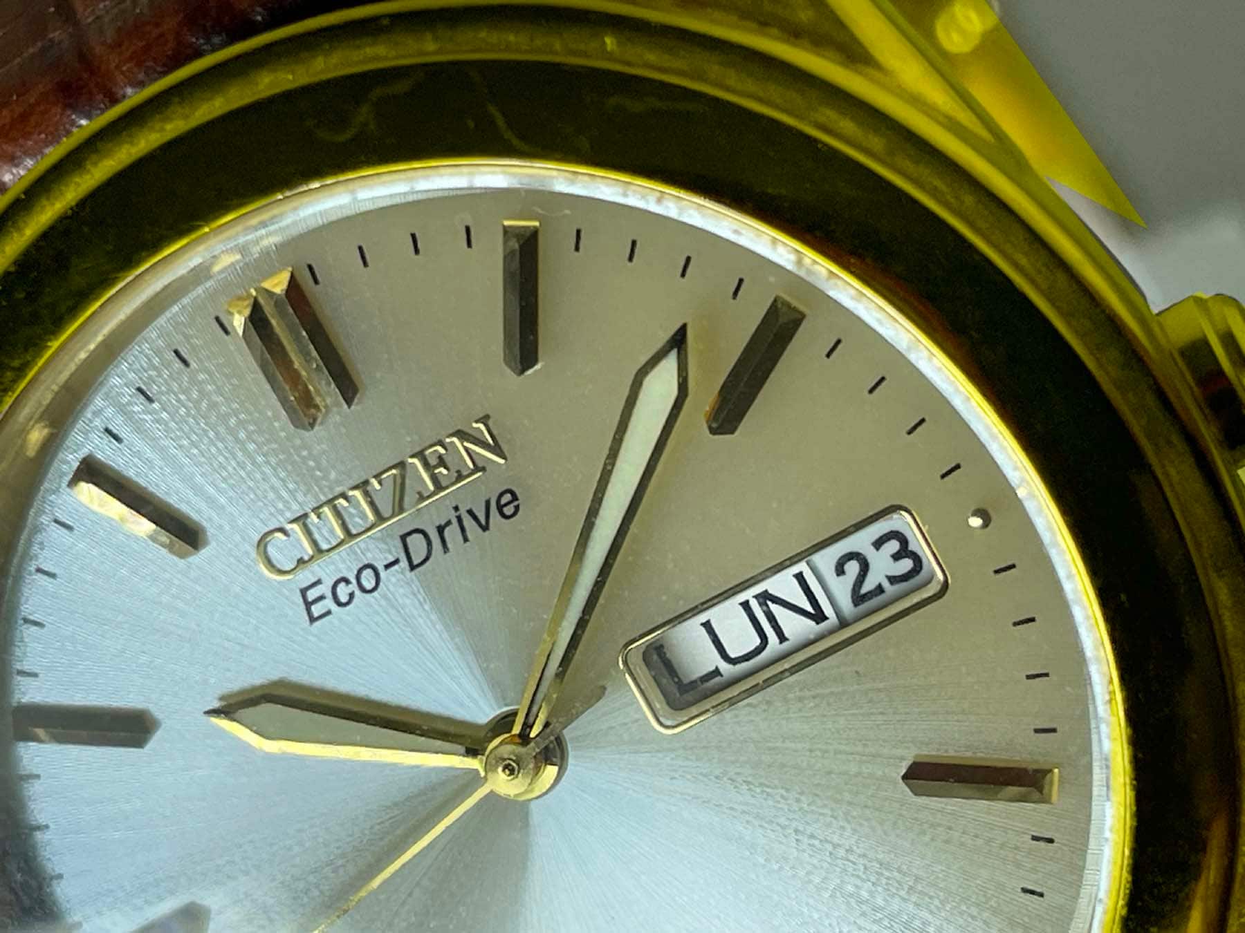 Mens Citizen Eco-drive E100-H45134-Y Wristwatch With Brown Leather