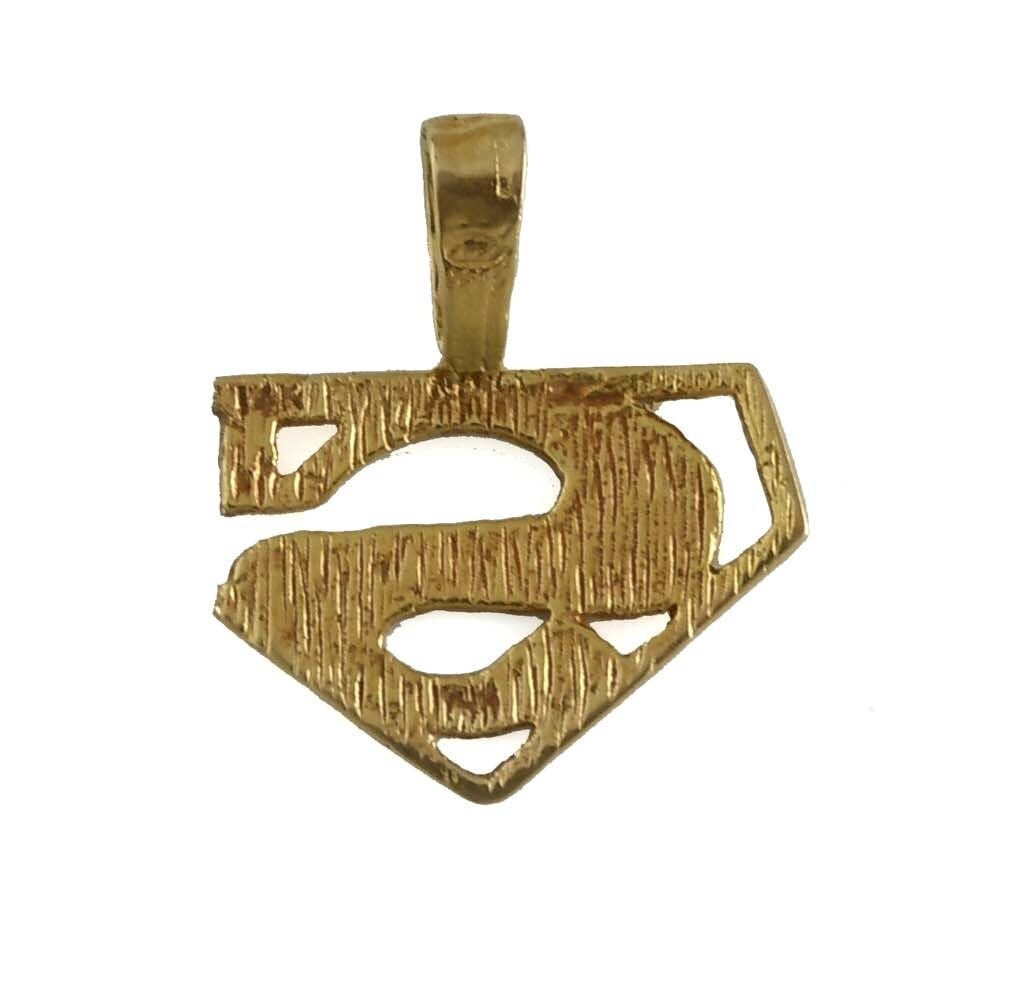 14K Yellow Gold Superman S Pendant 