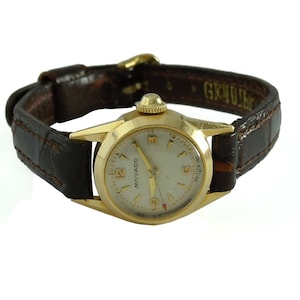 Rare Vintage Ladies Solid 14K Yellow Gold Movado Statement Watch