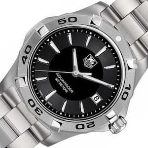 Mens Tag Heuer Aquaracer Watch Wap1110.ba0831 with Box & Papers Black Dial Dive Watch