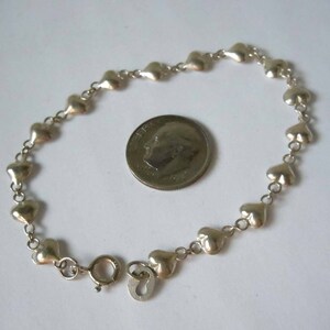 Vintage Sterling Silver Puffy Heart Link Bracelet - Etsy