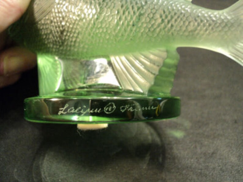 Rare Lalique Green Frosted Crystal Perche Fish Hood Ornament Etsy