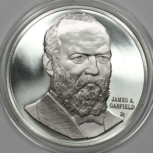 James Garfield Sterling Official White House Historical Society Medal 1.3 Troy Oz 925 Silver Round 40 Grams 20th US President