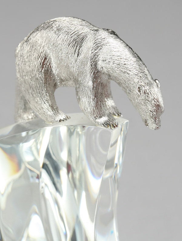 ジェームズ・ヒューストン　Steubenクリスタルガラス　熊 Steuben Ice Polar Bear Iceberg Rhodium Plated Sterling Silver by