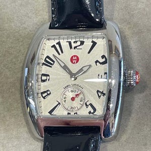 Michele Women’s Black Leather Straps White Analog Chrono Dial Swiss Made Wristwa Chronostore - Michele Tahitian 35mm Ceramic Black Diamond  main image 2