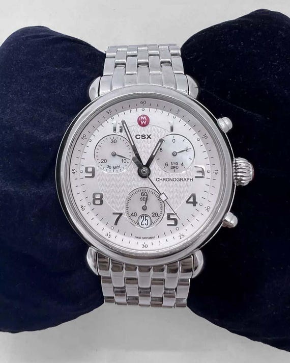 MICHELE Analogue Quartz Chronograph Watch Deco Sport Chronograph Gold-Plated White Silicone Watch  main image 2