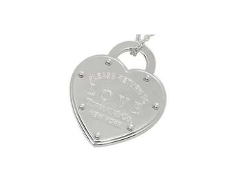 Sterling Silver Please Return to Love Tiffany Heart Lock Pendant