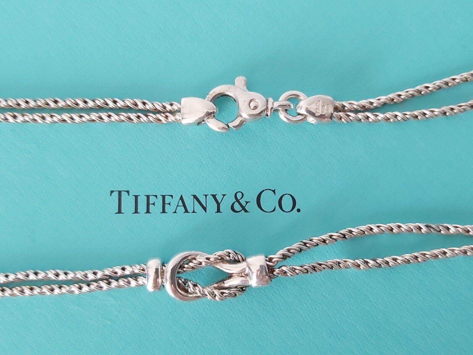 Rare Classic Tiffany & Co. Silver Double Rope Love Knot Choker