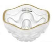 Lalique Crystal Vibrations Bowl, Frosted With Gold Rim Bowl 4 In. French Art Glass