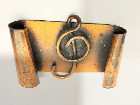 Vintage Morley Crimi Hand Wrought Copper Music Note Brooch Pin