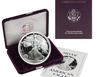 1986s  or 1988s Walking Liberty American Silver Proof Eagle Coin with Box and COA Paper - FREE USA Shipping -