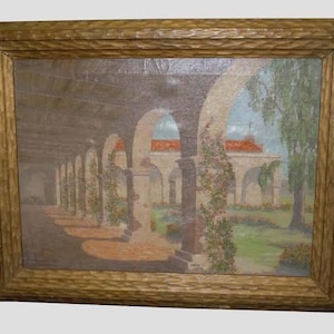 Charles Wesley Nicholson San Juan Puerto Rico Capistrano Mission Olieverfschilderij Amerikaans 1886 1965 Californië kunstenaar
