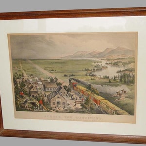 XIX secolo in tutto il continente di Currier Ives Railroad Litografia Litografia circa 1868 Era della guerra civile americana