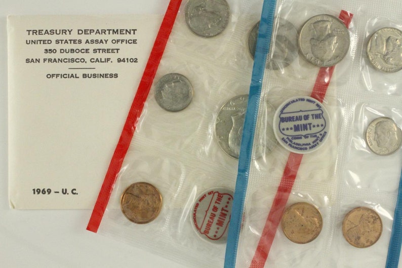 TREASURY DEPARTMENT US Mint Coin Set 1965 1968 1969 1970 1971 Etsy