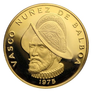 Panama: Republic gold &quot;500th Anniversary of the Birth of Balboa&quot; 100 Balboas 1975-FM UNC