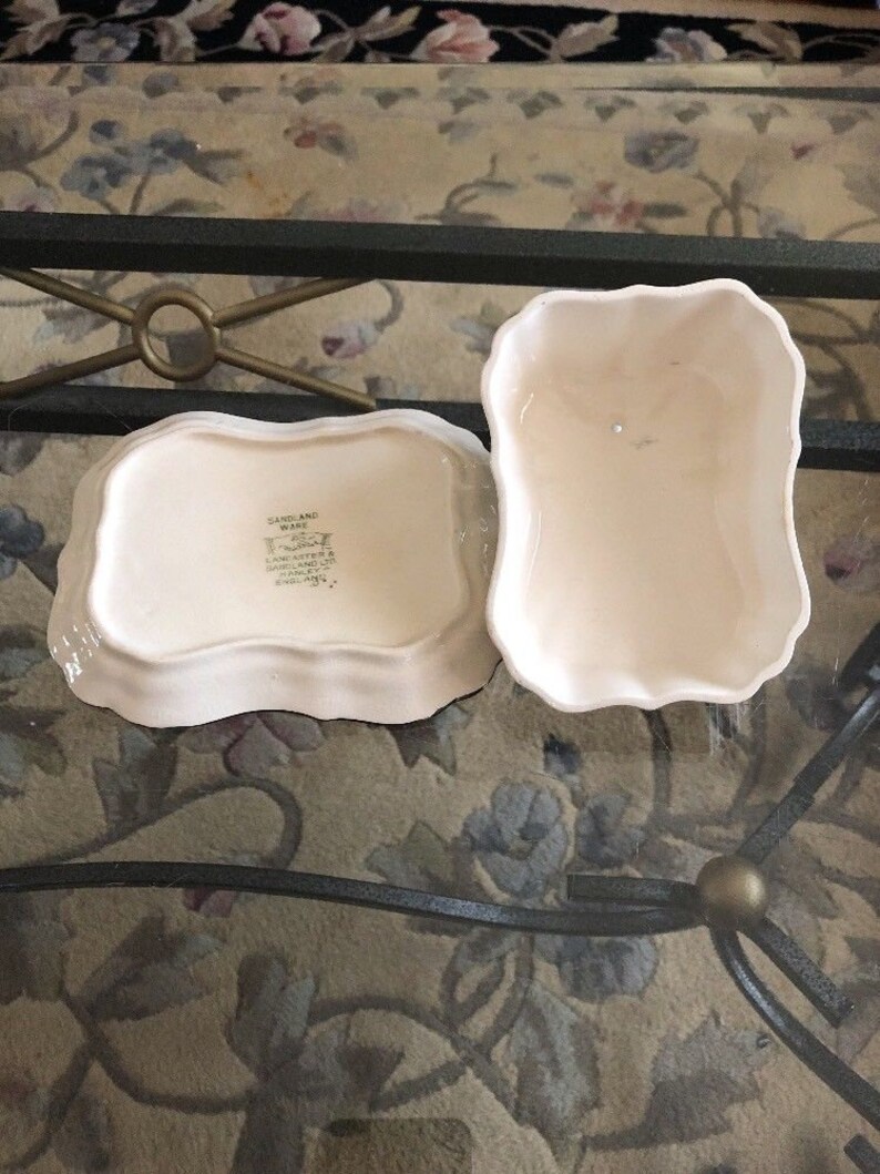 Lancaster /& Sandland English Ware Cheese Wedge Dish Silver Leaf Decor Hanley England