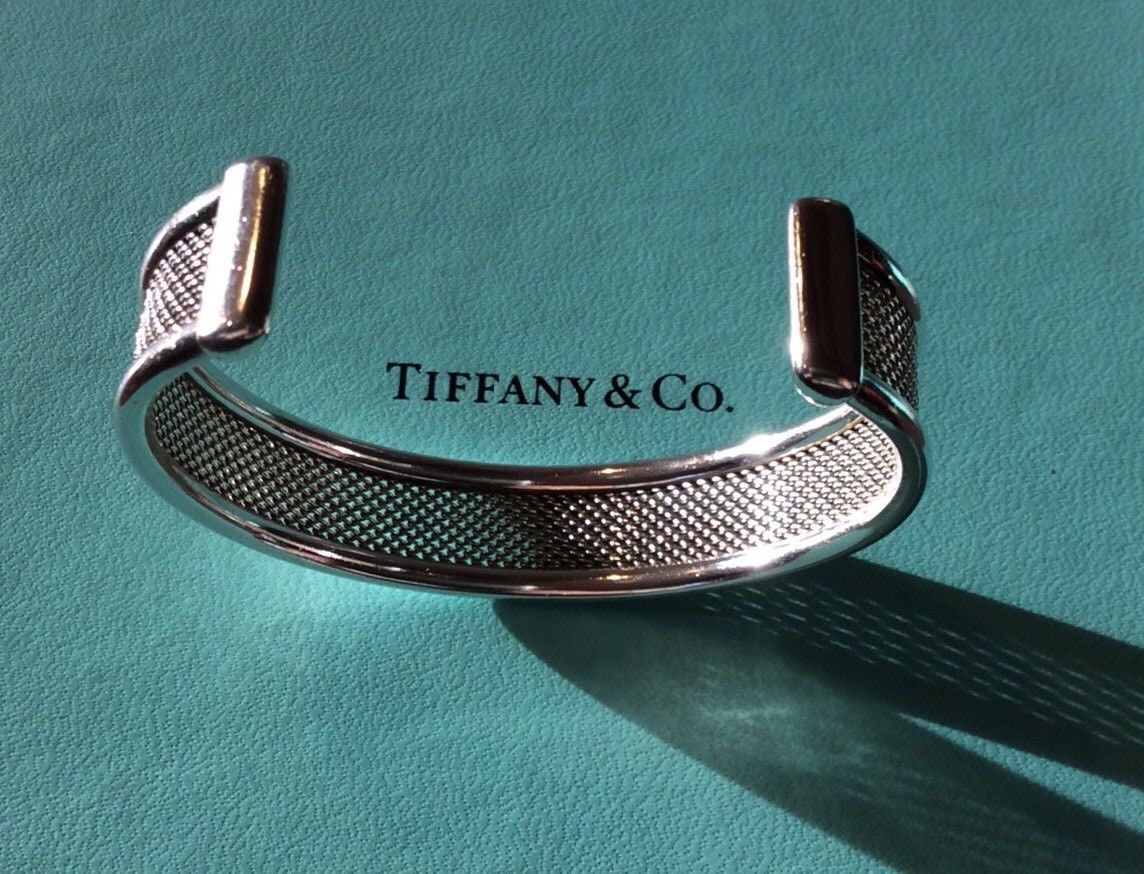 tiffany silver mesh cuff bracelet
