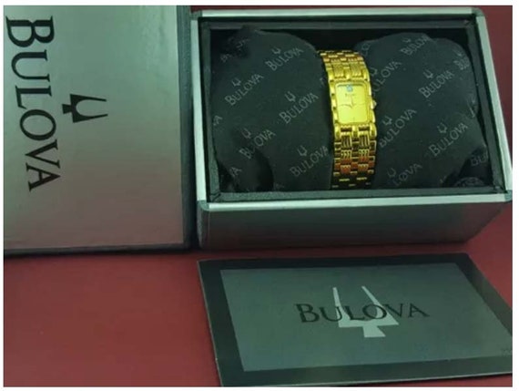 Ladies Goldtone BULOVA 97P13 Satin Finish Diamond Dial Watch  display picture 3