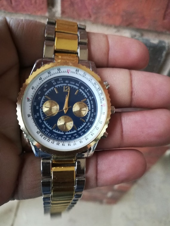 Mens Two Tone Stainless Steel Haband Chronograph W