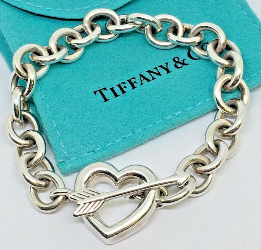 Tiffany and Co Sterling Silver Heart and Arrow Toggle Bracelet