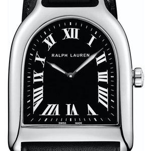 Ladies Ralph Lauren Stirrup Watch black dial with white Roman RL688 Swiss Quartz Cartier Movement
