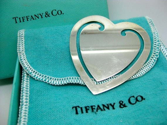 Rare Tiffany Sterling Silver Retired Open Heart Shaped Bookmark