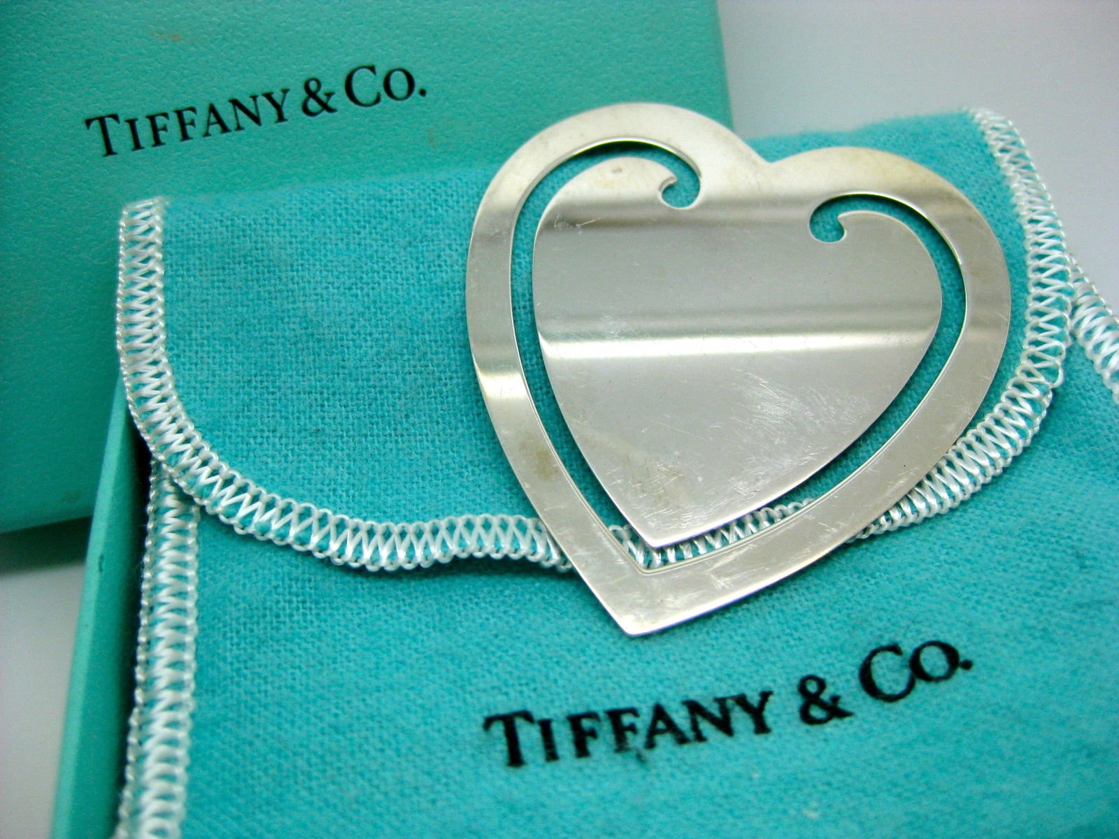 Rare Tiffany Sterling Silver Retired Open Heart Shaped Bookmark