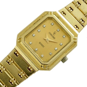 Concord &#39;La Costa&#39; 18K Yellow Gold Champagne Diamond Dial Quartz Statement Watch Factory Diamonds 52 Grams 18kt gold wristwatch w Box 18Kt