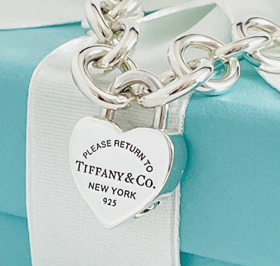Return to Tiffany & Co Heart Padlock Lock Pendant Chain Necklace