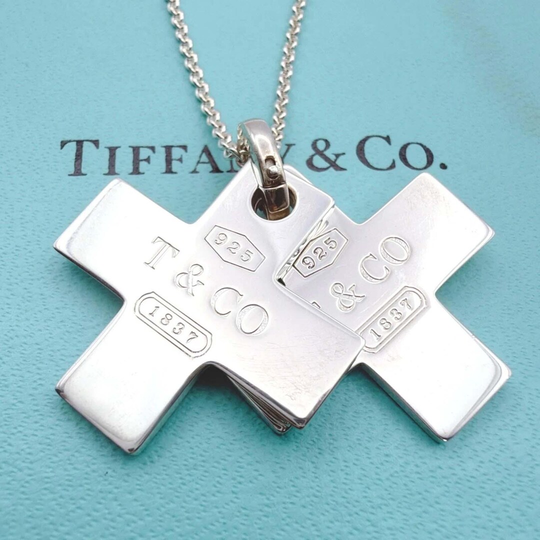 Tiffany & Co. Silver 1837 Double Cross Necklace and Pendant - Etsy