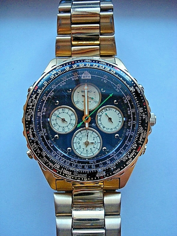 Seiko 7T34-6A09 Flightmaster Alarm Pilots Chronograph - Etsy Israel