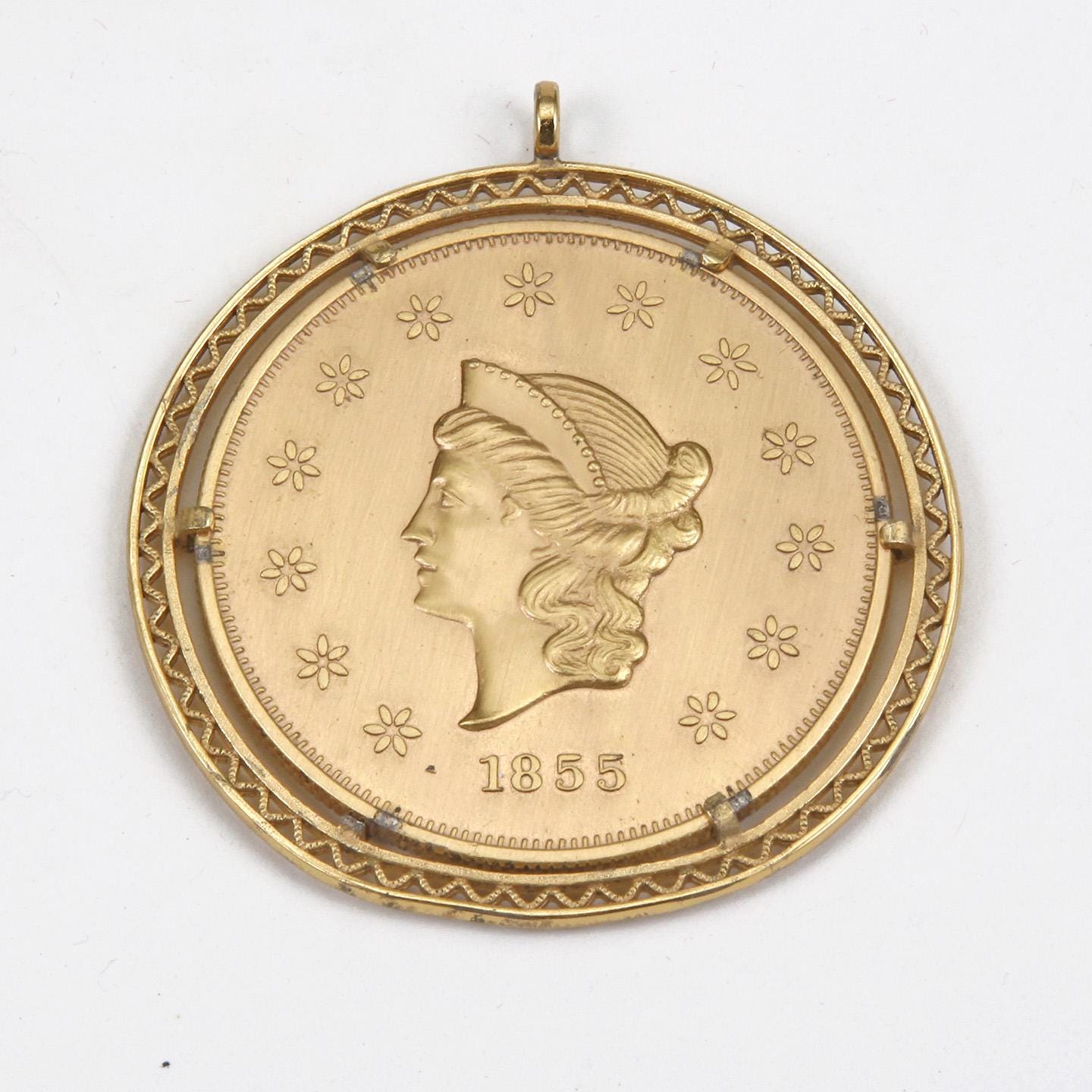 1855 Kellogg & Co. Fifty Dollar Gold Piece - Wass, Molitor and Co (California Gold) Replica Coin