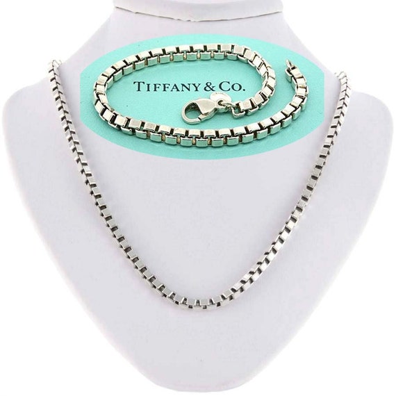 Tiffany & Co. Venetian Square Box Link Chain Sterling Silver