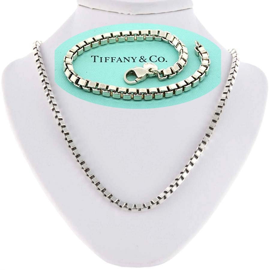 20” Tiffany & Co Venetian Box Link Necklace Chain in Sterling Silver | eBay