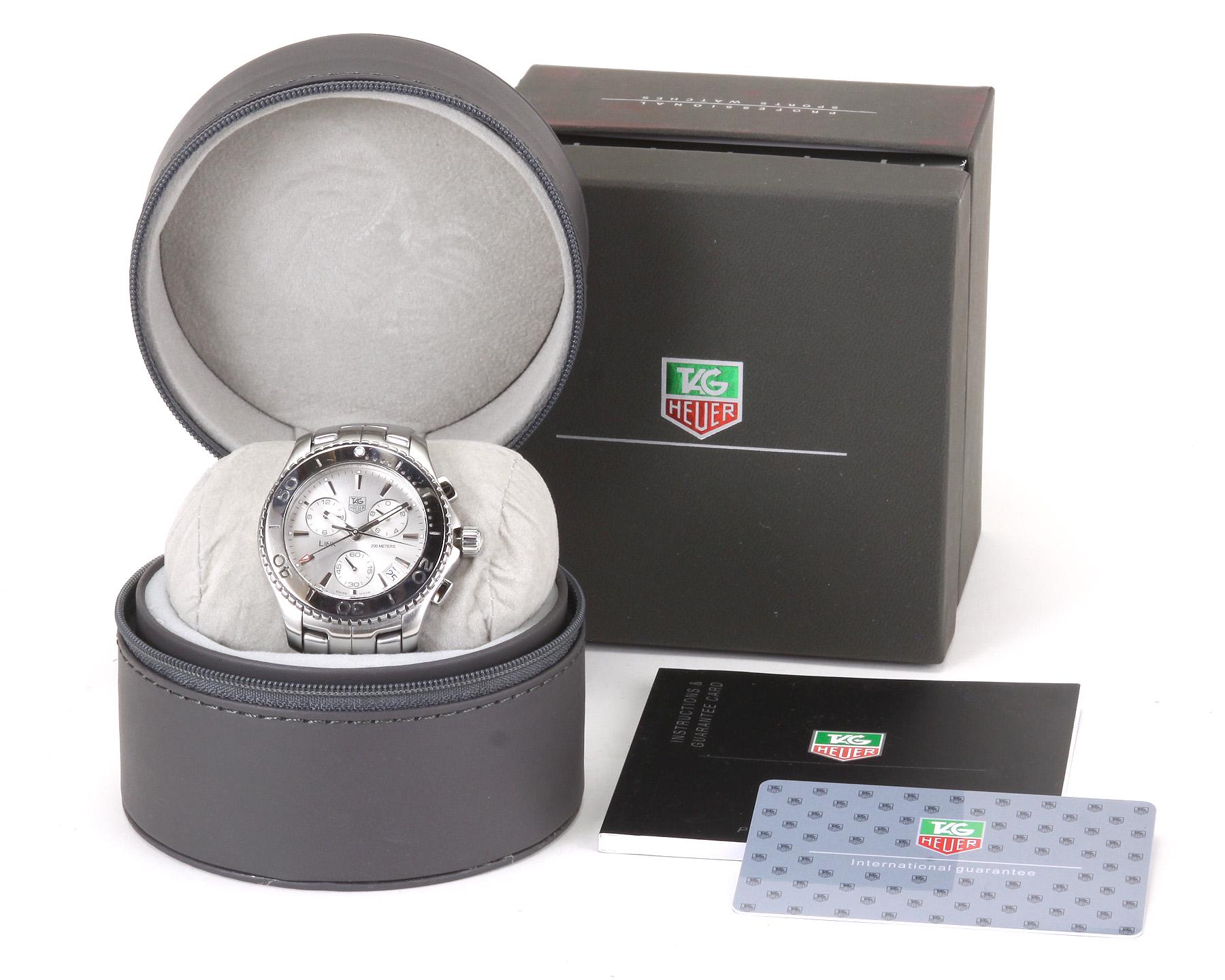 Mens Stainless Tag Heuer Link Cj1111 Chronograph Wristwatch Steel