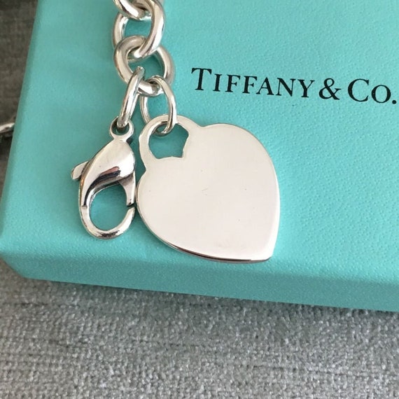 Sterling Silver Tiffany & Co Heart Tag Charm Bracelet W/ Box and