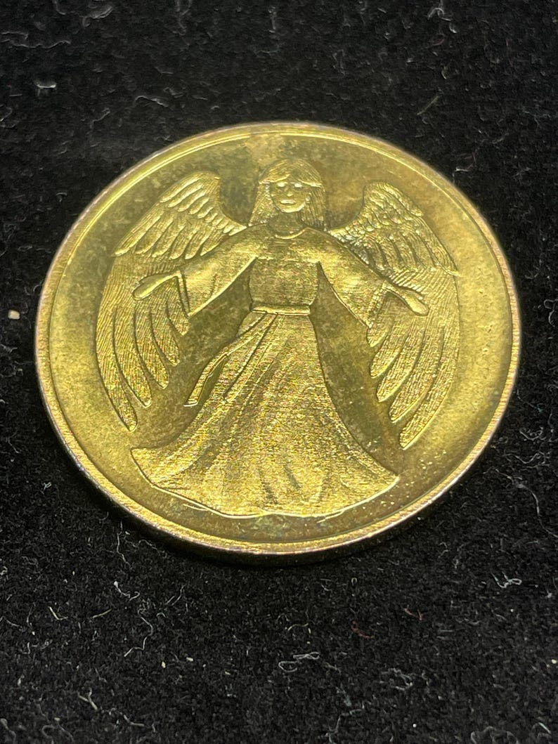 Gold Tone Religious Guardian Angel Token Challenge Coin Medal Thank You ...