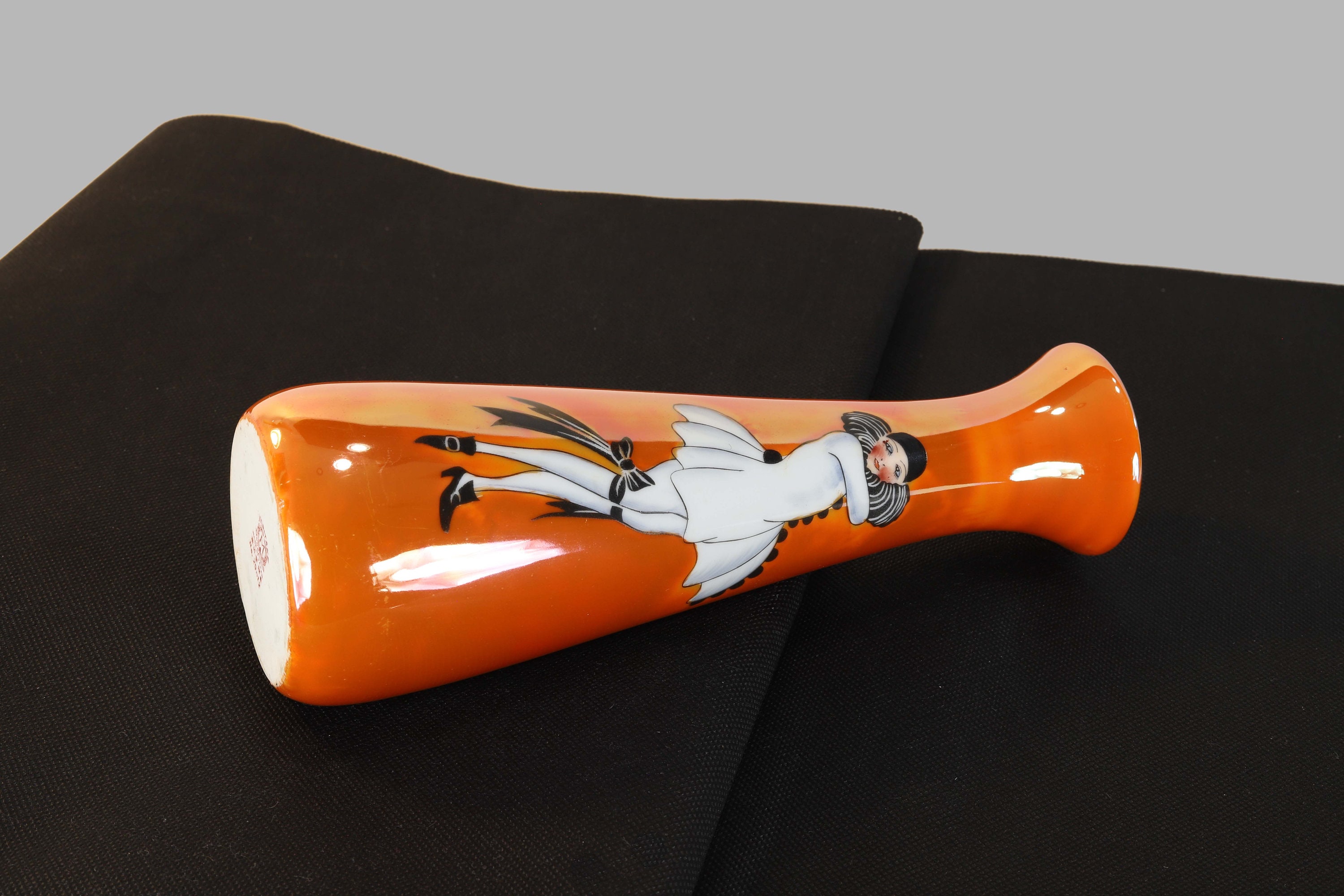 ・Deco Lady・パフケース・1921年〜米国輸出・オールドノリタケ・ Vintage Elegant Art Deco NORITAKE Tapered Bud Vase Flapper Lady in
