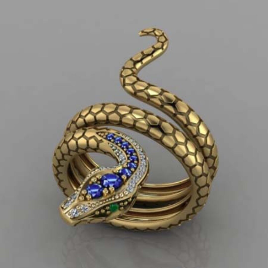 Stunning 3D Gold Tone Zirconia Jeweled Snake Wrap Around Coil - Etsy