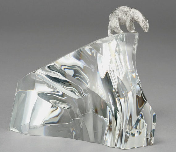 Steuben Ice Polar Bear Iceberg Rhodium Plated Sterling Silver by