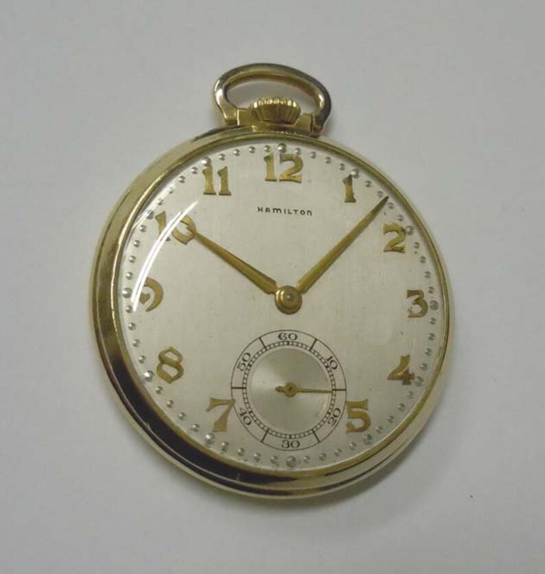 1950s Art Deco 14kt Gold Hamilton 921 21 Jewel Pocket Watch 5 Etsy