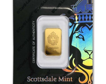 5 gram or 2 gram Scottsdale Mint 999.9 Gold Bar Factory Sealed GET Gold NOW Black or Purple