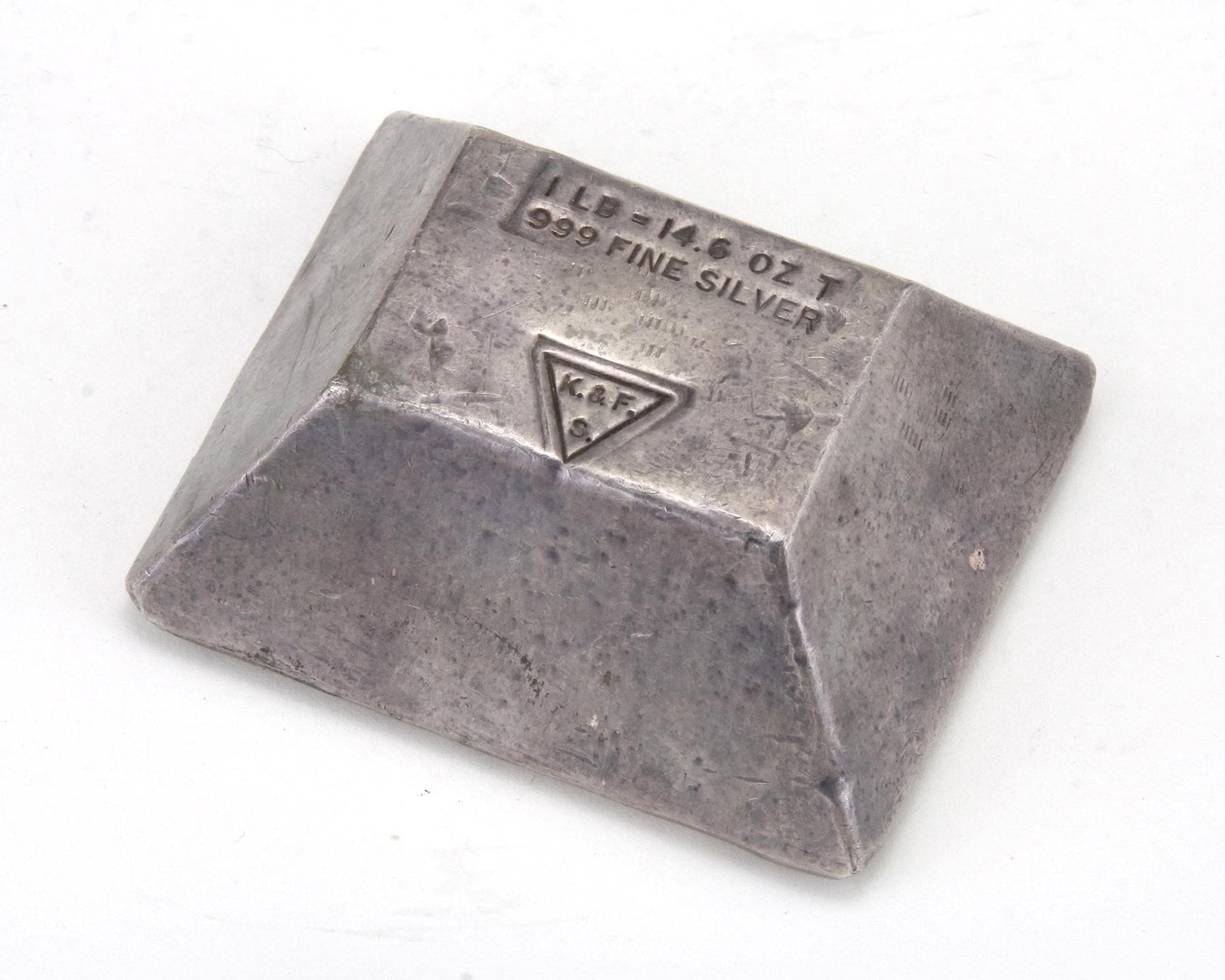 Rare Kenneth & Freda Shonback 14.6 Oz Pyramid Shaped Silver Ingot