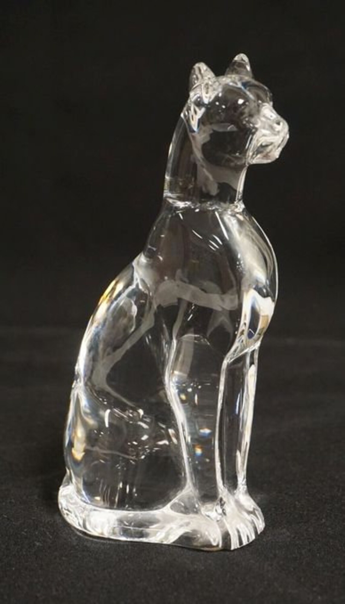 Crystal Baccarat Seated Cat Figurine With Acid Etched Brand Etsy